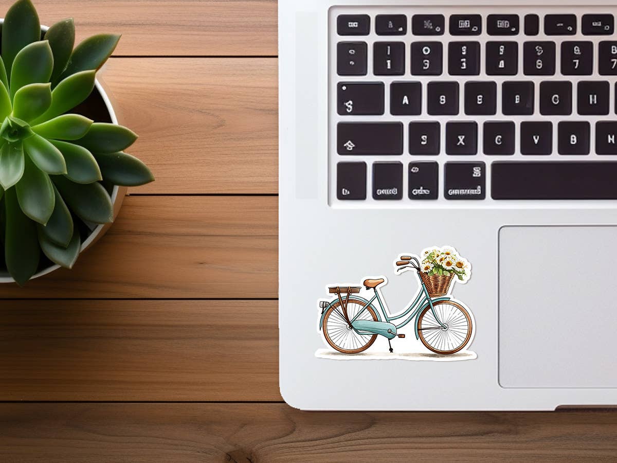 Retro Bike with Flowers | Pretty Sticker | Bike | Boho