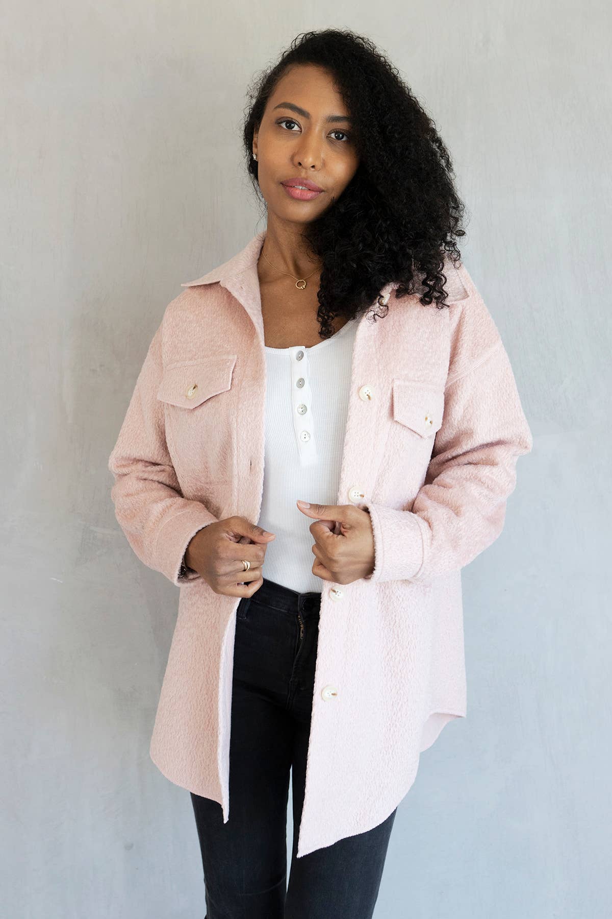 JKT2206 Lyric Knit Textured Jacket w/ Faux Pockets