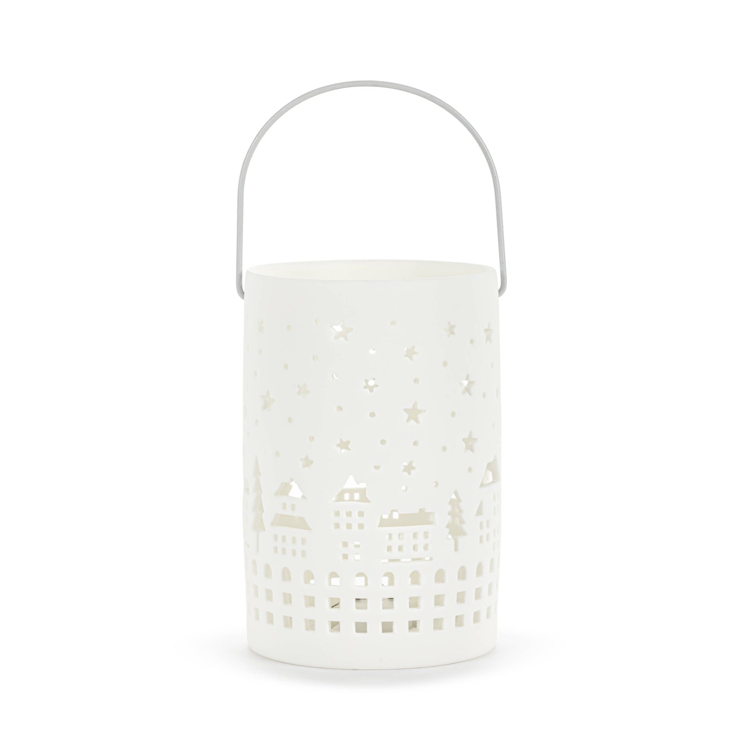 White LED Holiday Village Scene Small Lantern - 3x5in