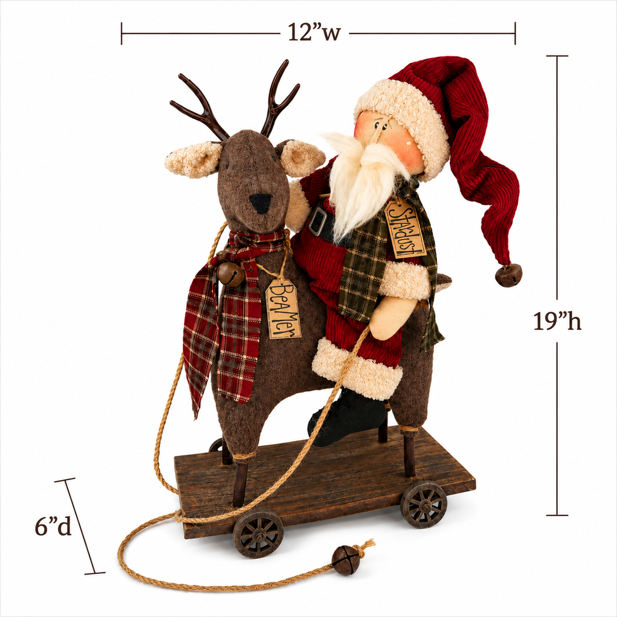 Stardust Santa on Beamer Deer Pull Cart - Special Edition