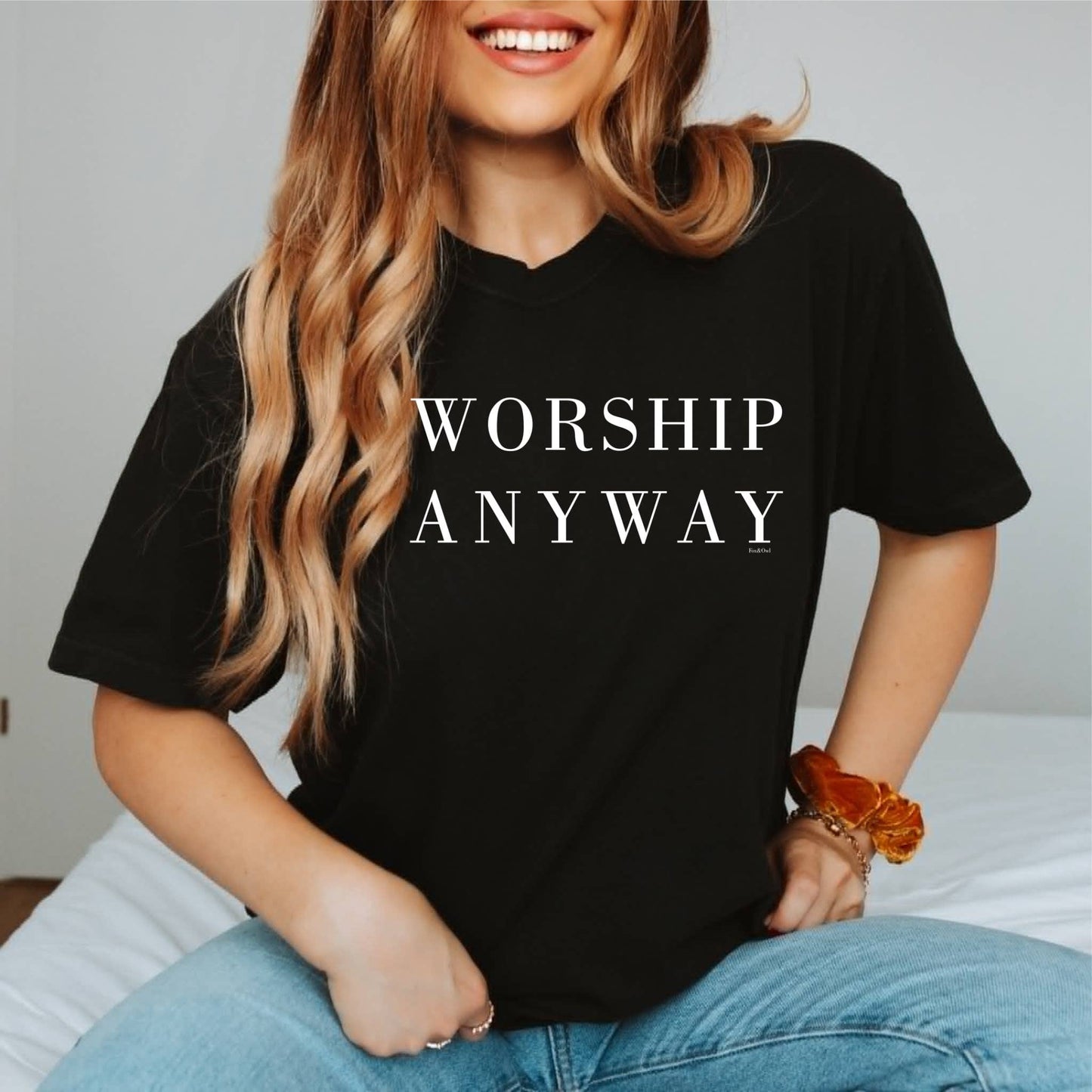 New Christian Worship Anyway Black Bella Spring Graphic Tee