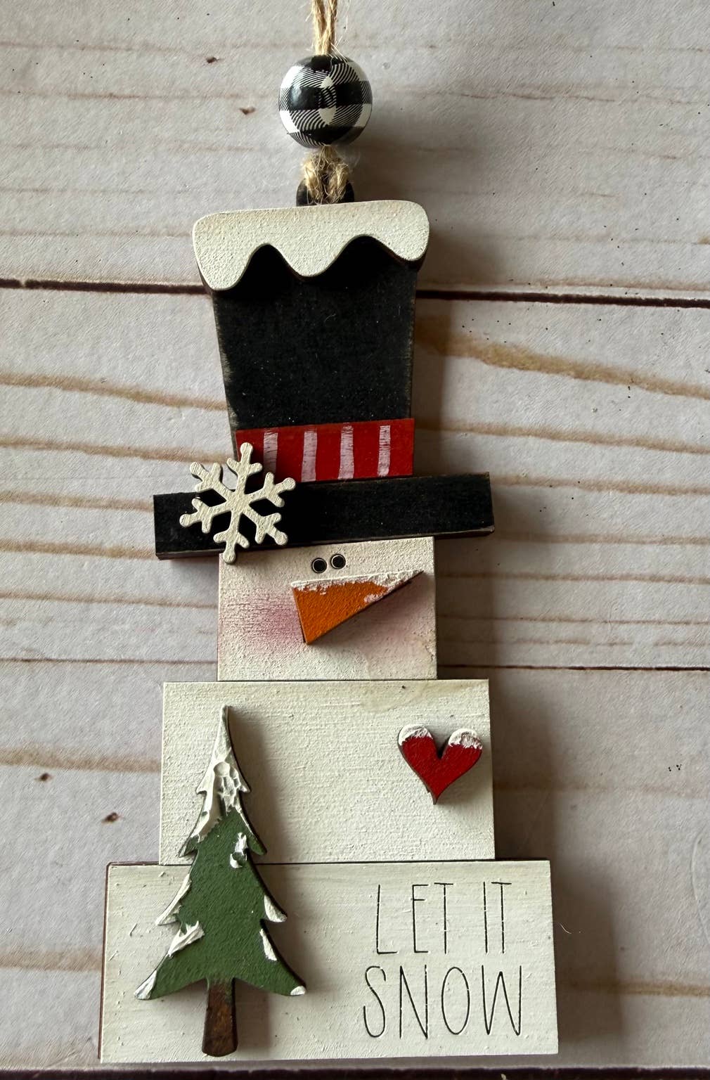 Let It Snow Snowman Ornament | Rustic Farmhouse Christmas