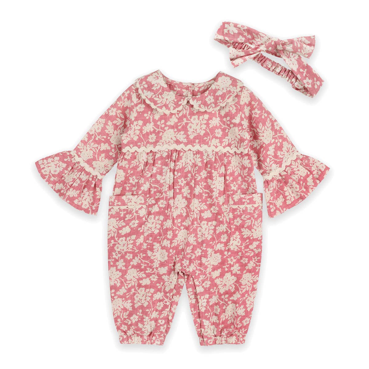 Beatrice Floral Baby Jumpsuit & Headband (Organic Cotton)
