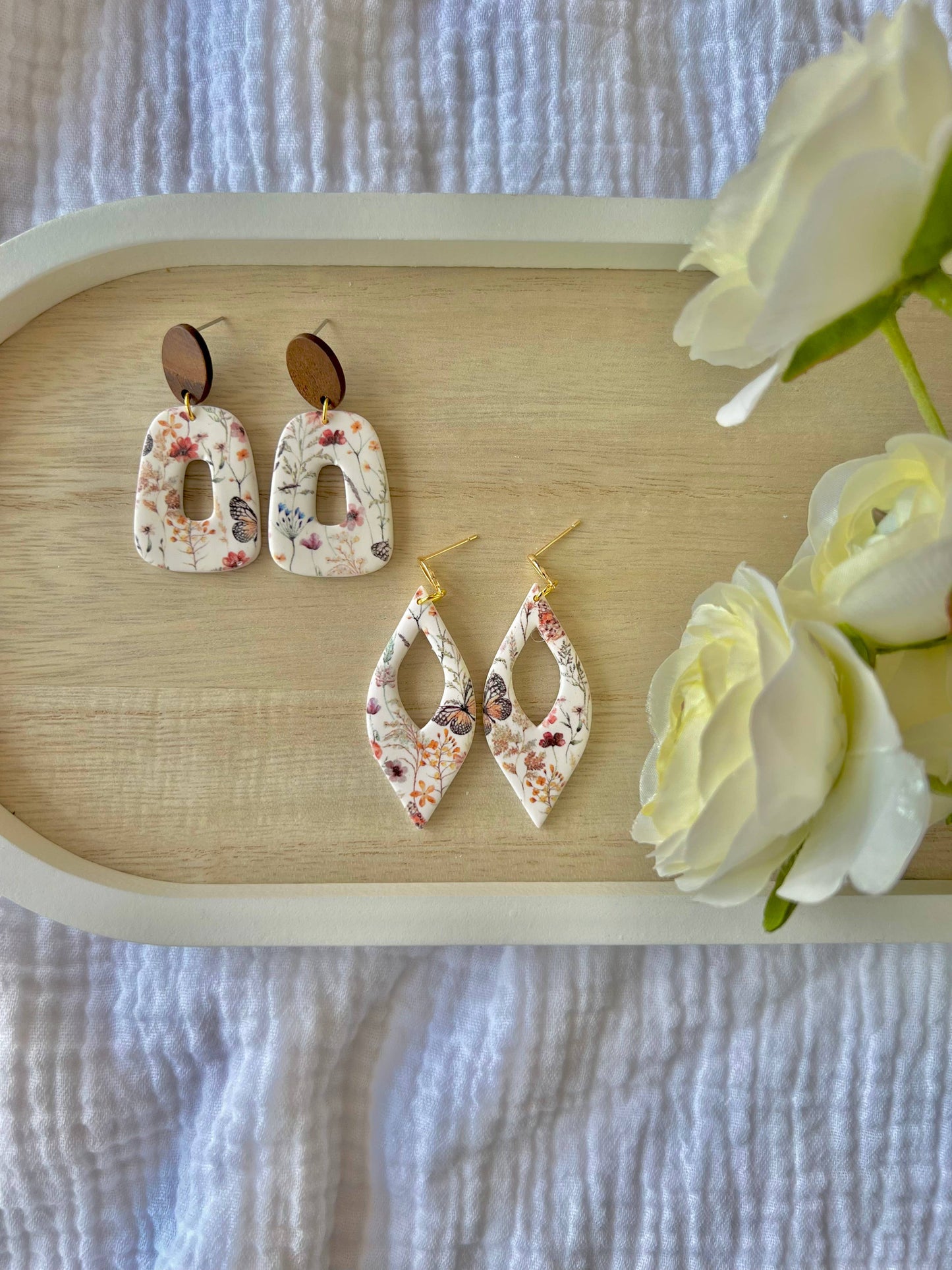 Butterfly Garden Clay Earrings