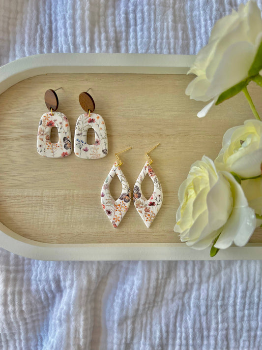 Butterfly Garden Clay Earrings
