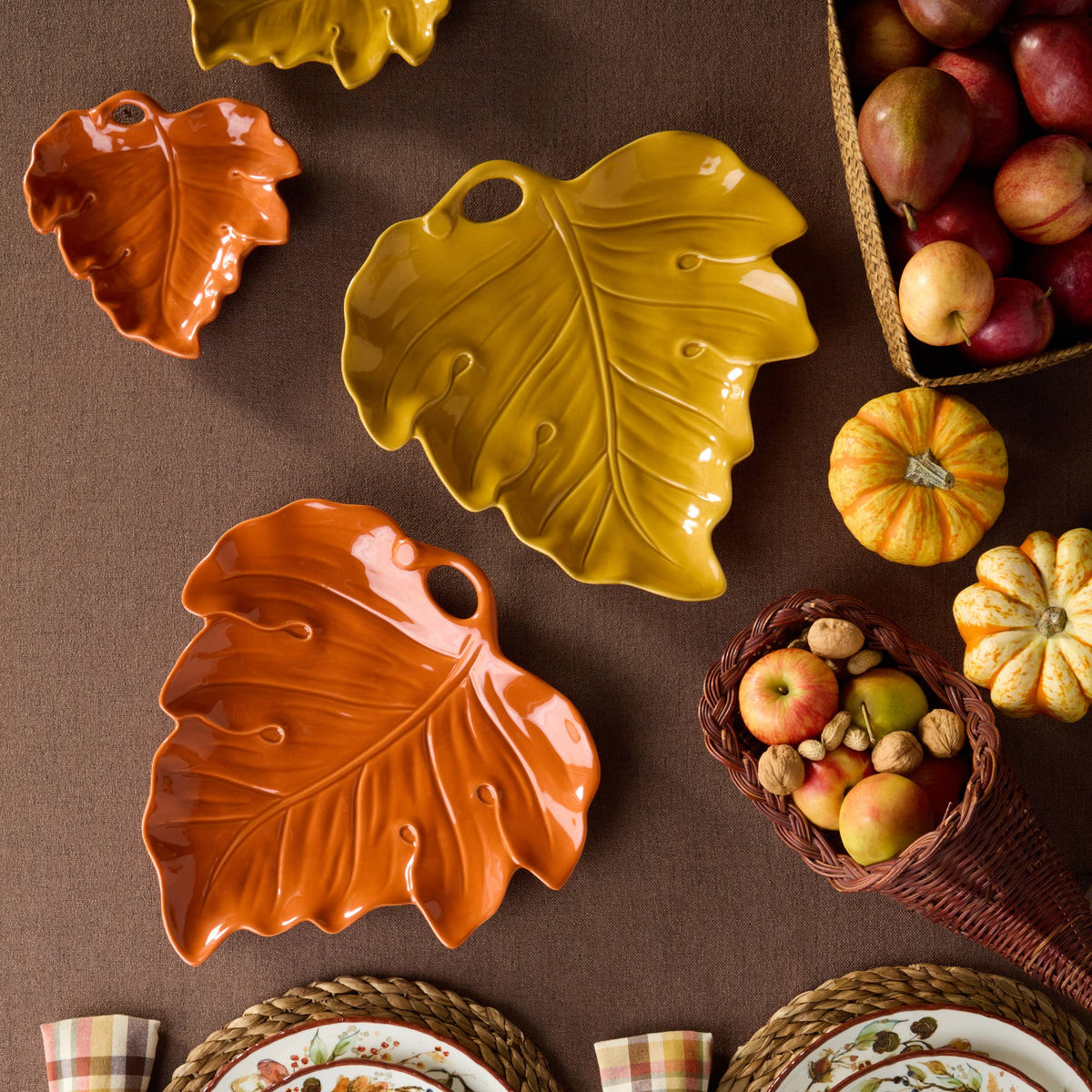 Autumn Meadows 3-D Leaf Platter 14" x 12"