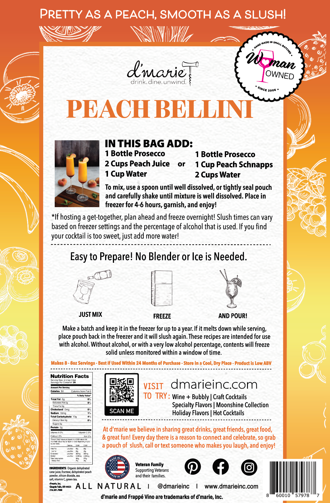 Peach Bellini Cocktail - Ready-To-Freeze Cocktail