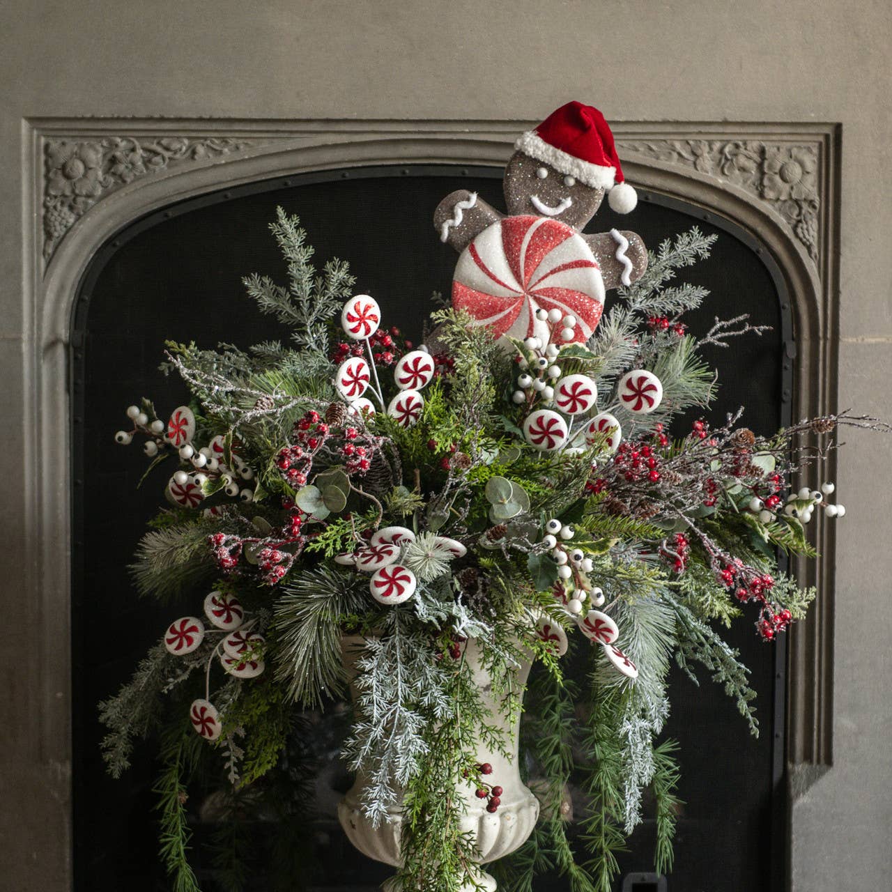 17" WHITEWASHED HEMLOCK PICK W/ WHITE BERRIES
