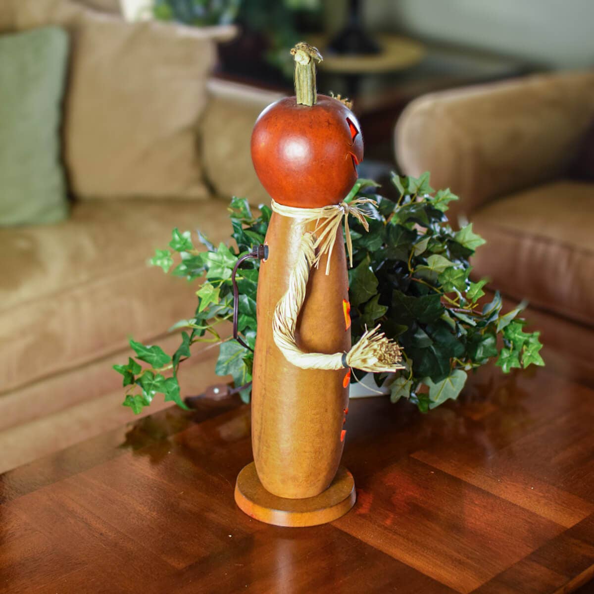 Dexter Scarecrow Large Tall Lit Boy Hand-Crafted Gourd