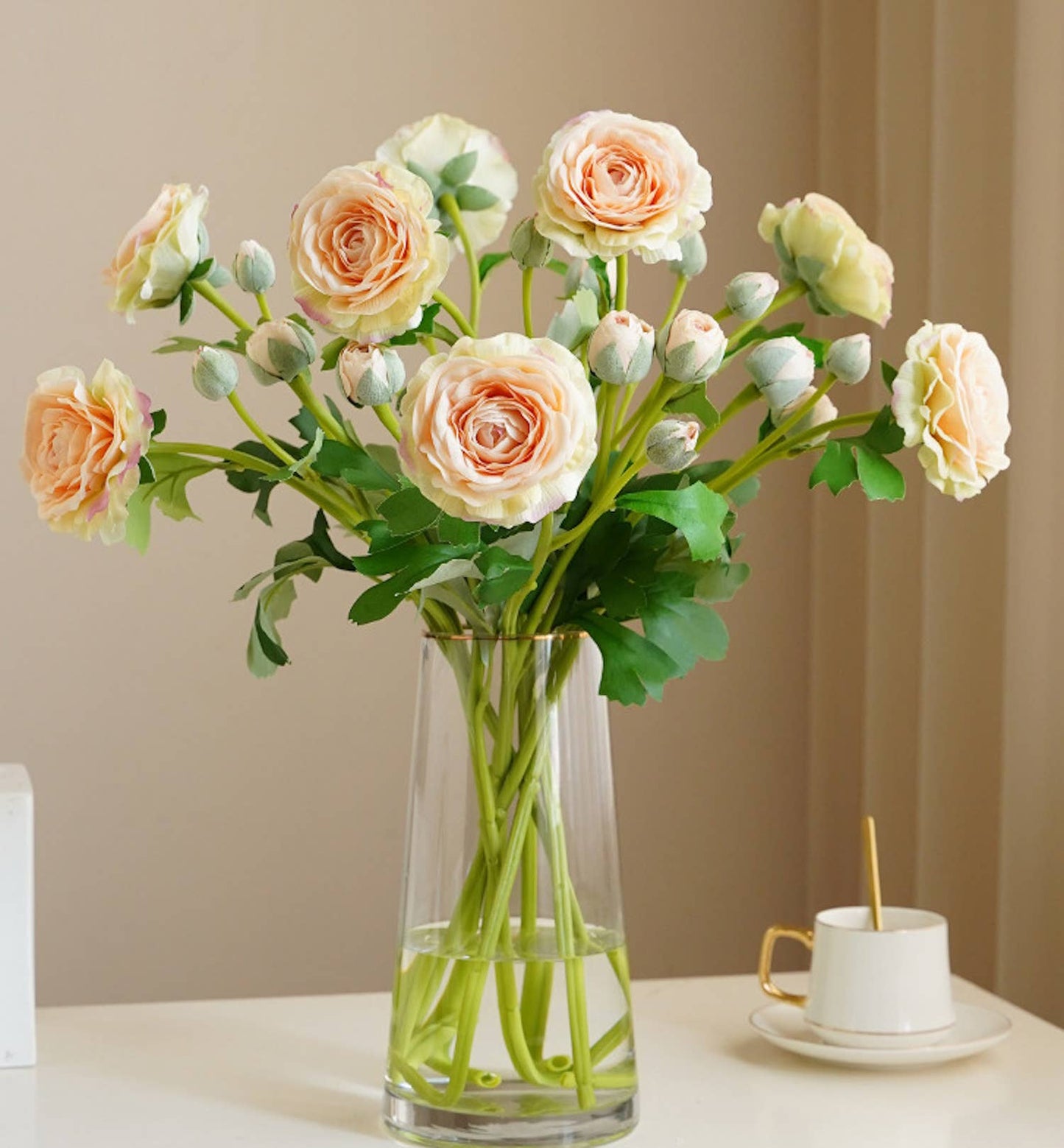 18"-Real Touch Ranunculus with 2 buds