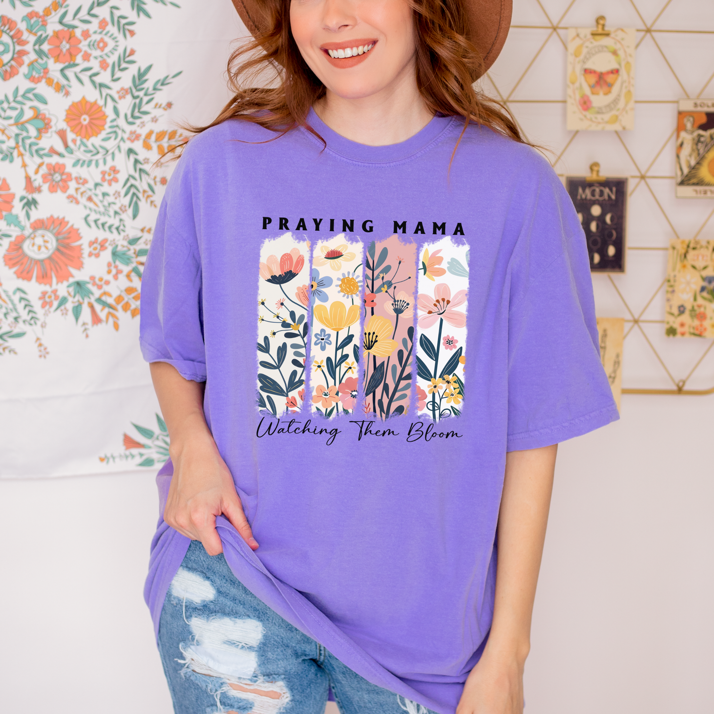 Praying Mama Watching Them Bloom Comfort Colors T Shirt
