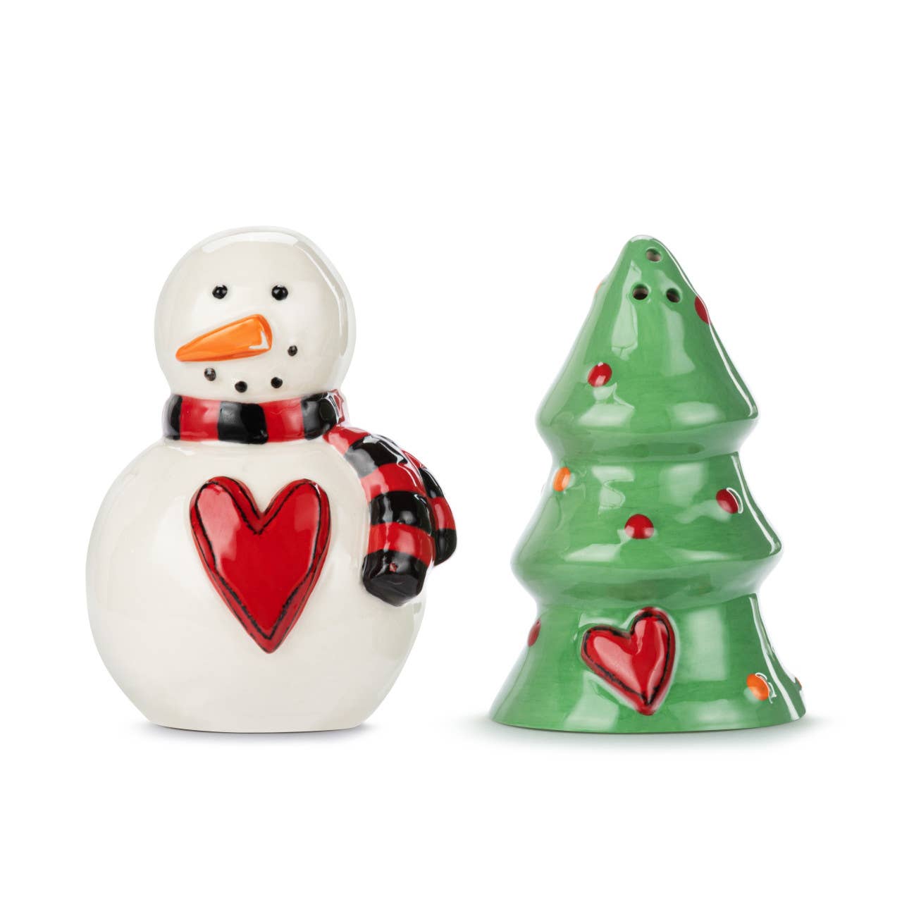 Snowman and Tree Salt and Pepper Shakers - Set of 2