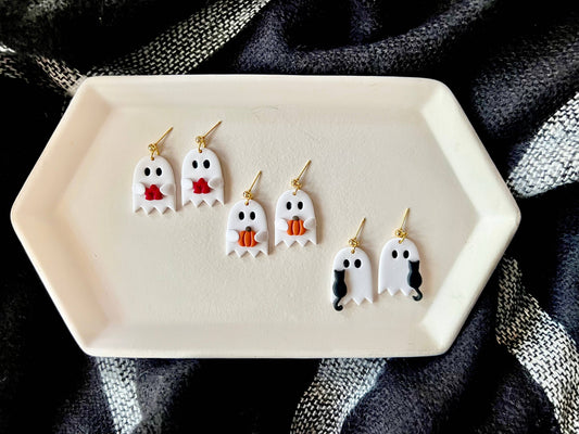 Pumpkin Ghost Earrings, Leaf Ghost Earrings, Cat Earrings