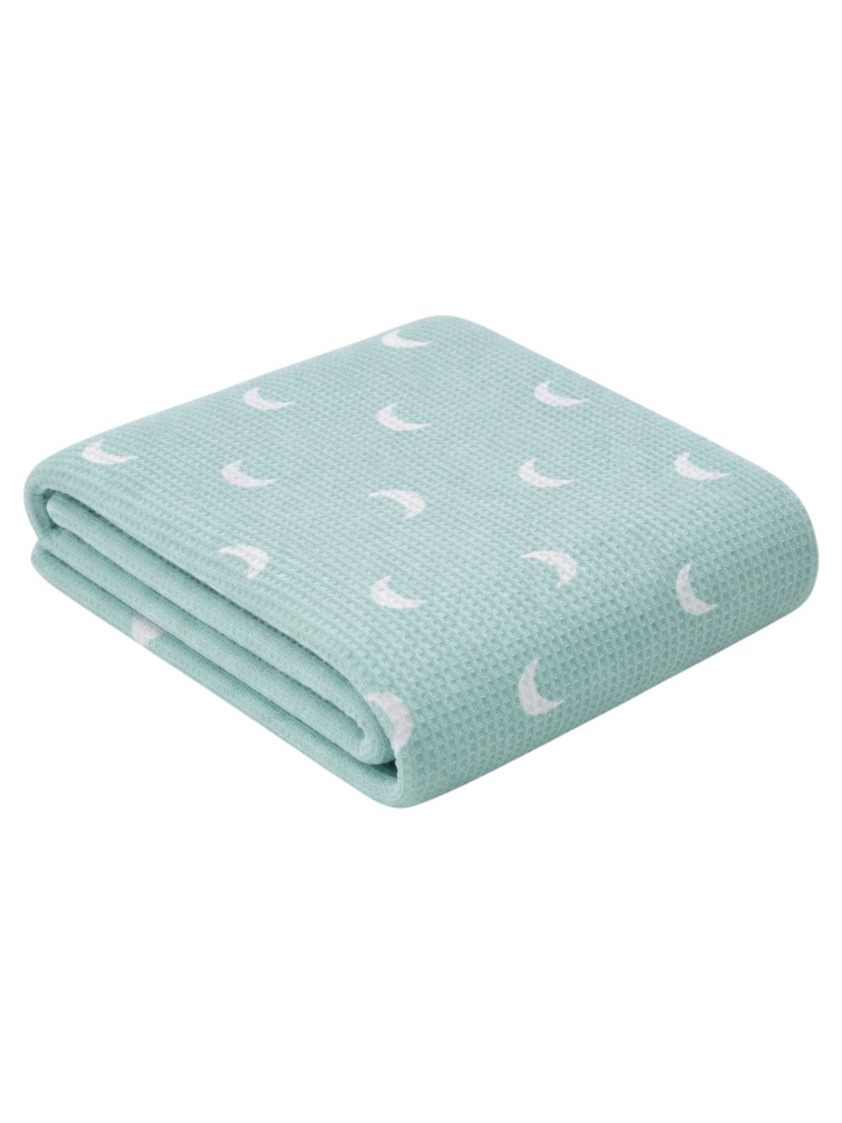 Organic Cotton Waffle Swaddle Blanket, Light Blue Moon