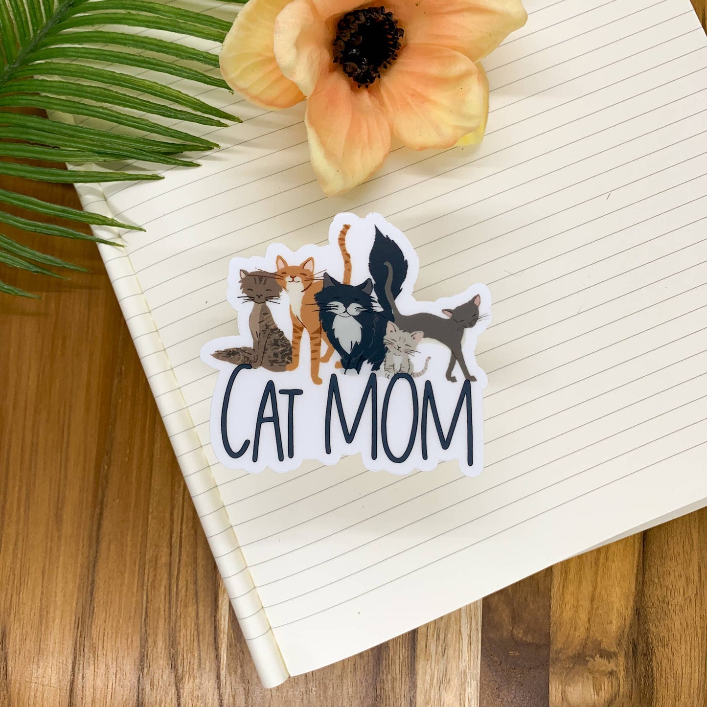 Cat Mom, Clear, Vinyl Sticker, 3x3 in