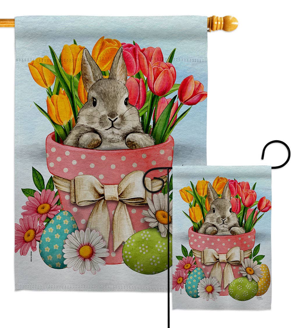 Flag Bunny Tulips Easter Garden Friends Floral House