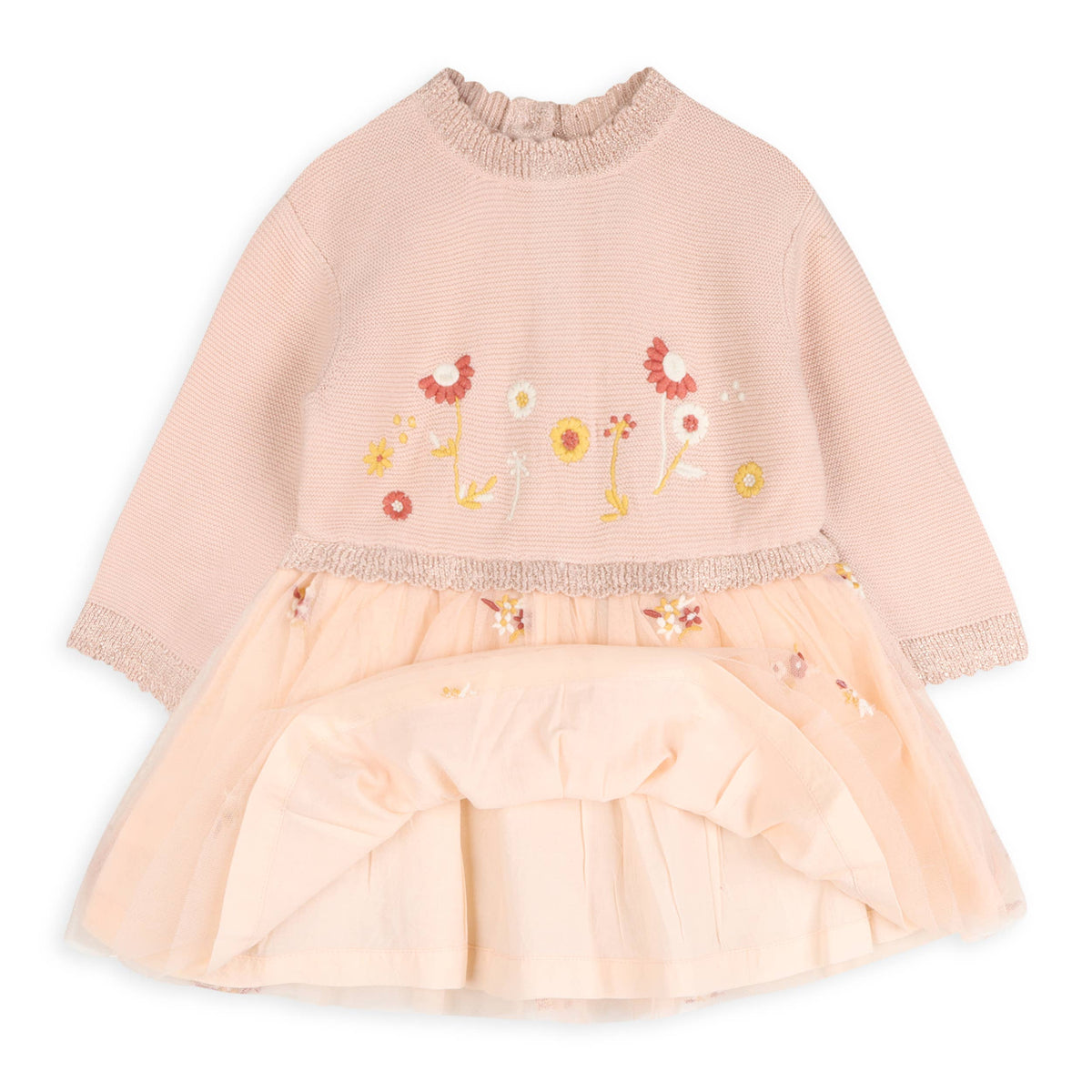 Floral Embroidery Knit Baby Tutu Dress (Organic Cotton)