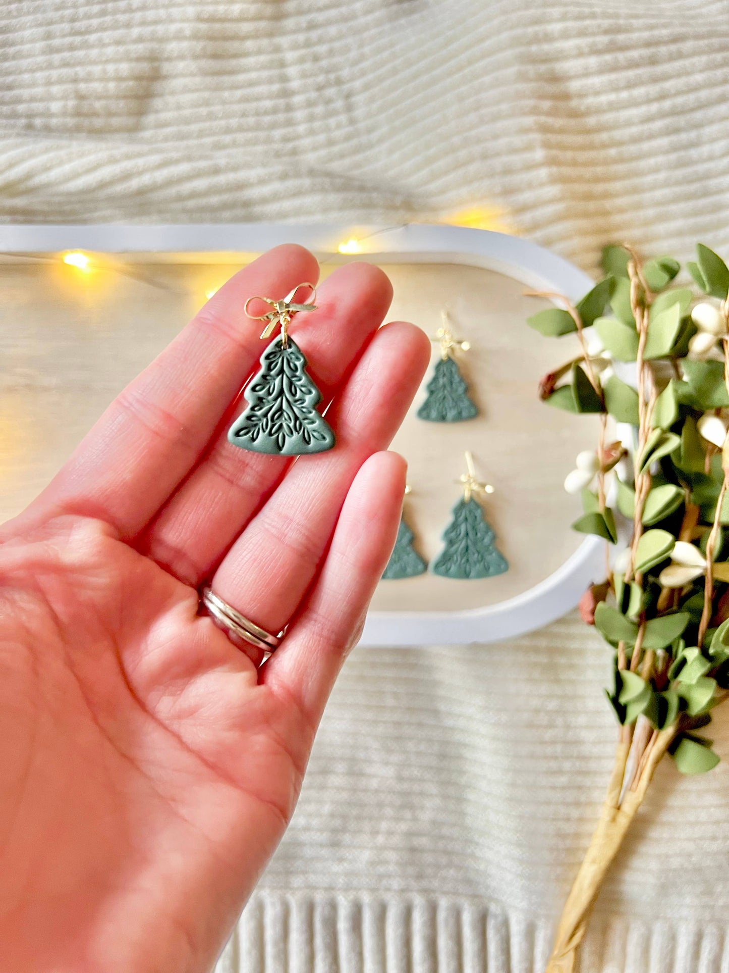Scandinavian Tree Earrings, Christmas Tree Earrings