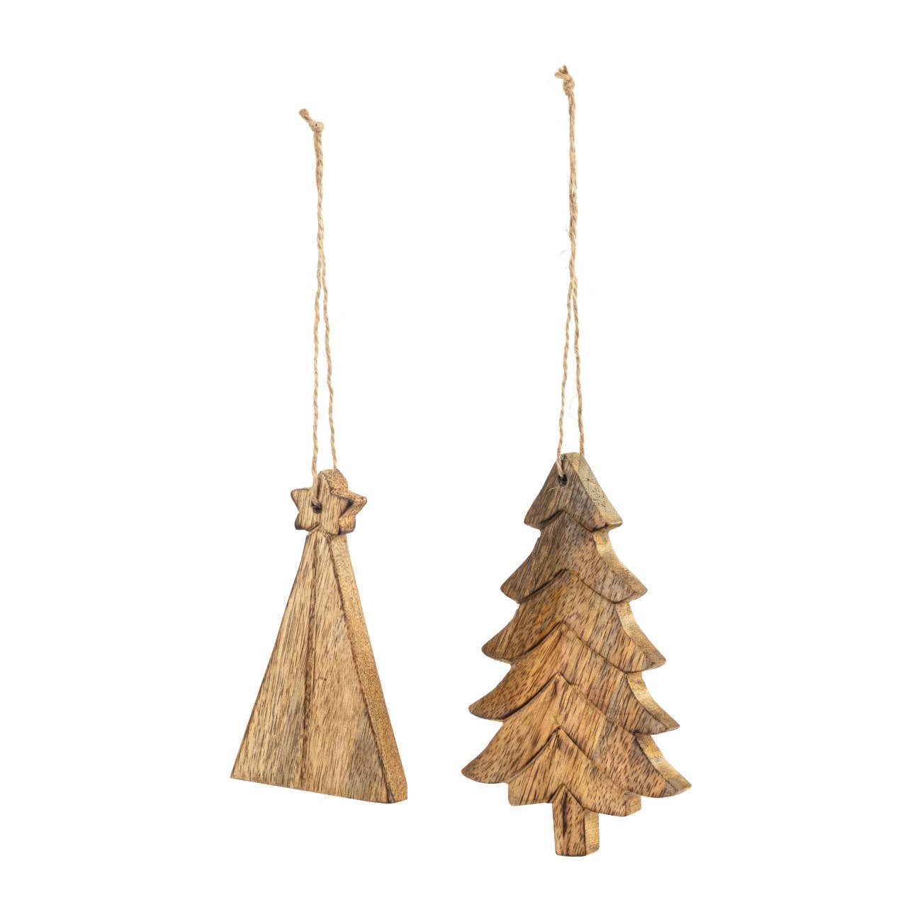Rustic Wood Tree Ornaments - 2 Assorted