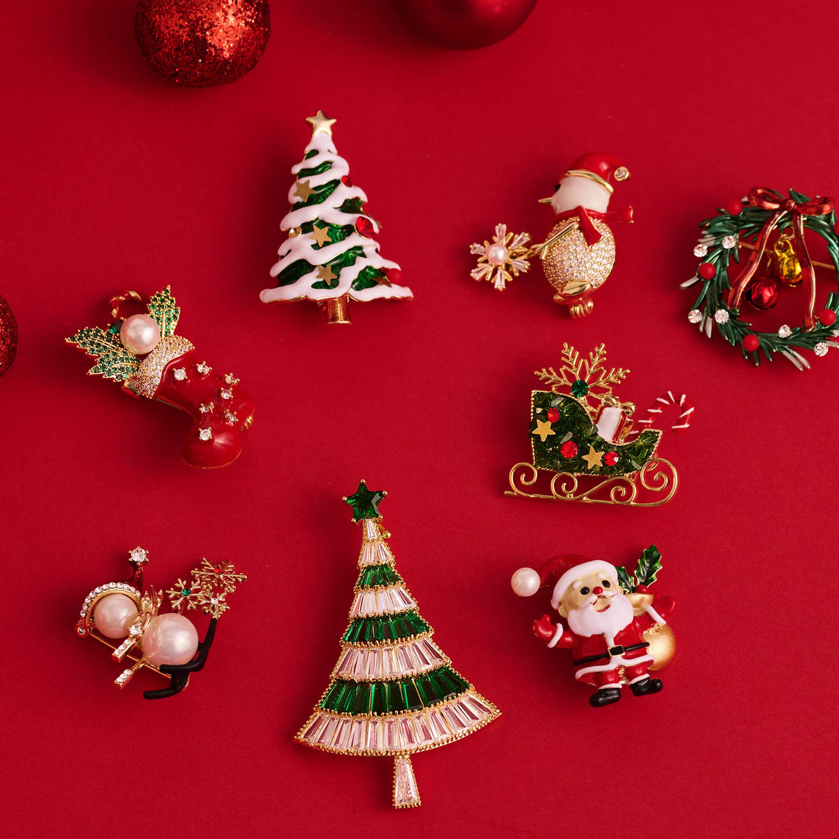 Christmas Tree Brooch Vintage Holiday CZ Convertible Pin