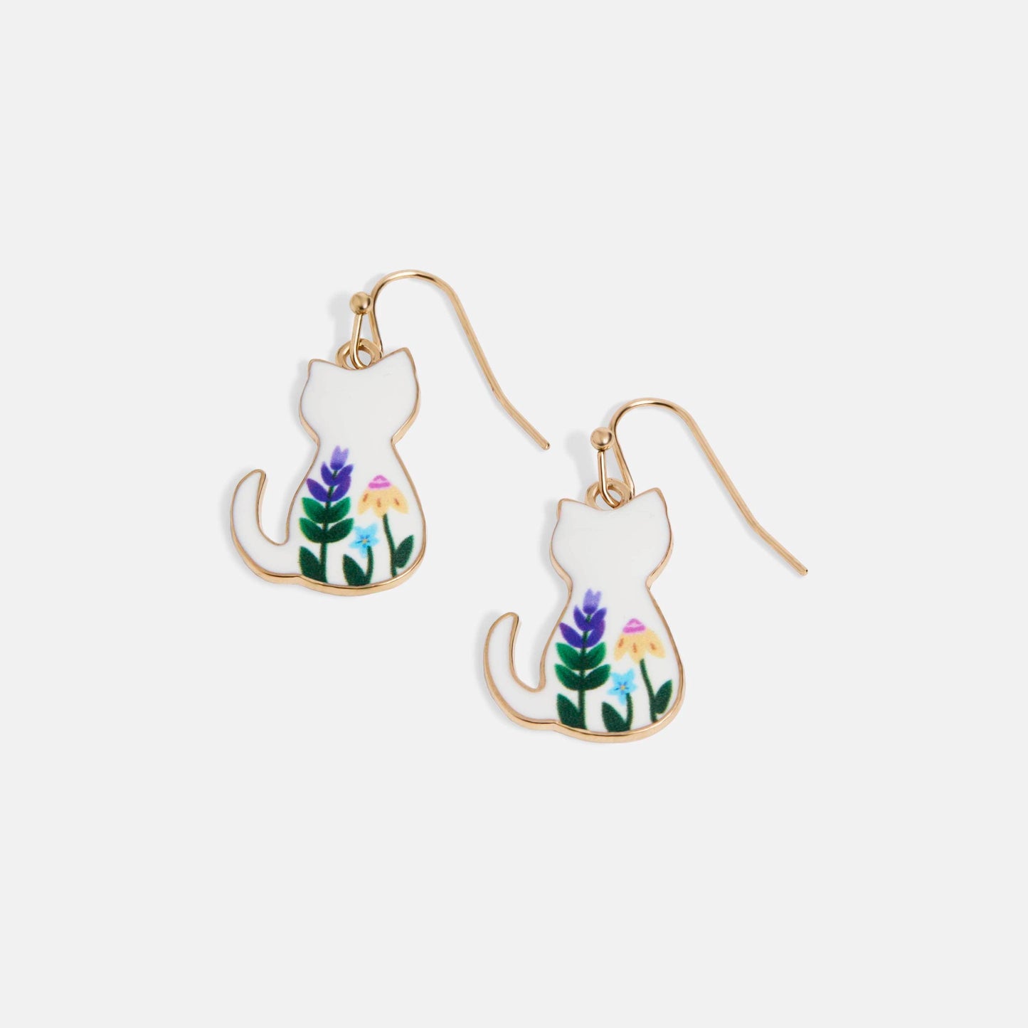 Cat Blossom Dangle Earrings - White