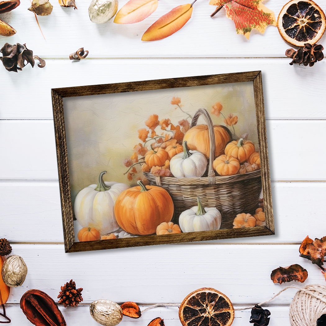 TIMBERLAND FRAME PUMPKINS IN A BASKET PAINTING