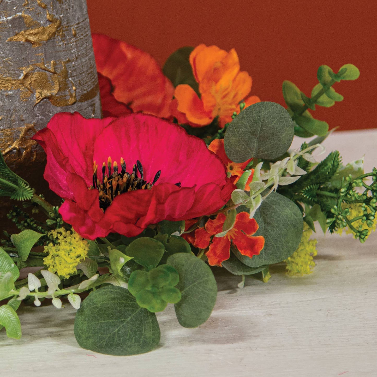 Sunset Poppy & Blooms Candle Ring - 6-1/2 In