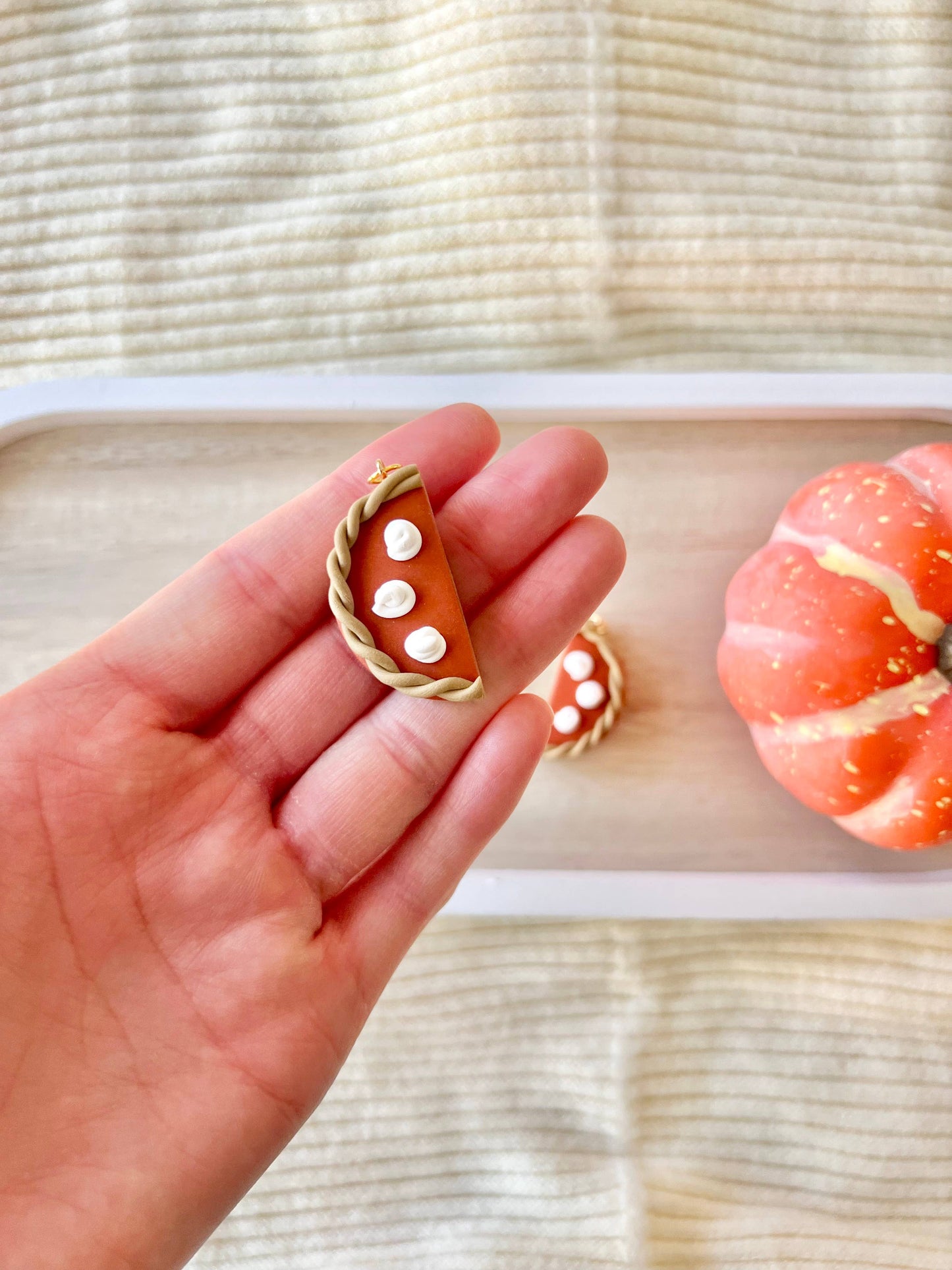 Pumpkin Pie Earrings, Pie Clay Earrings