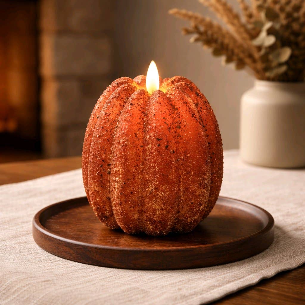 Pear Shaped Moving Flame Grunge Pumpkin 4x4.5in