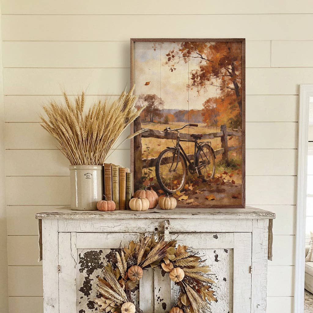 Autumn Bicycle With Country Fence