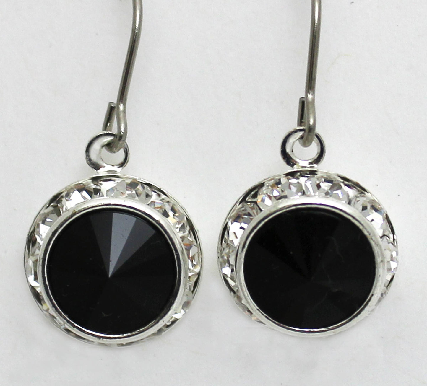 Rhinestone Rivoli Jet 12mm Dangle Earring
