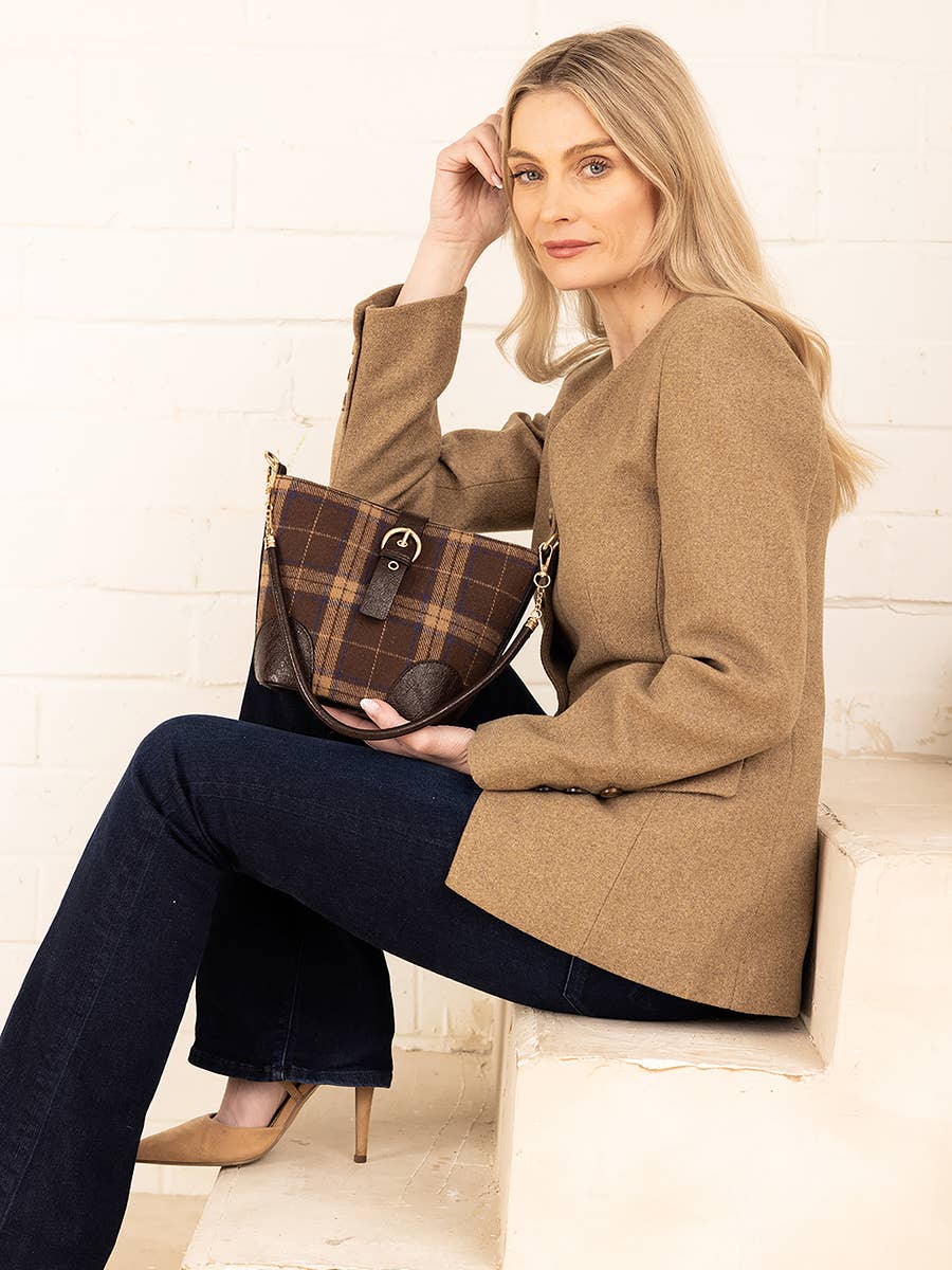 M2736 Georgina Plaid Contrast Bucket Bag