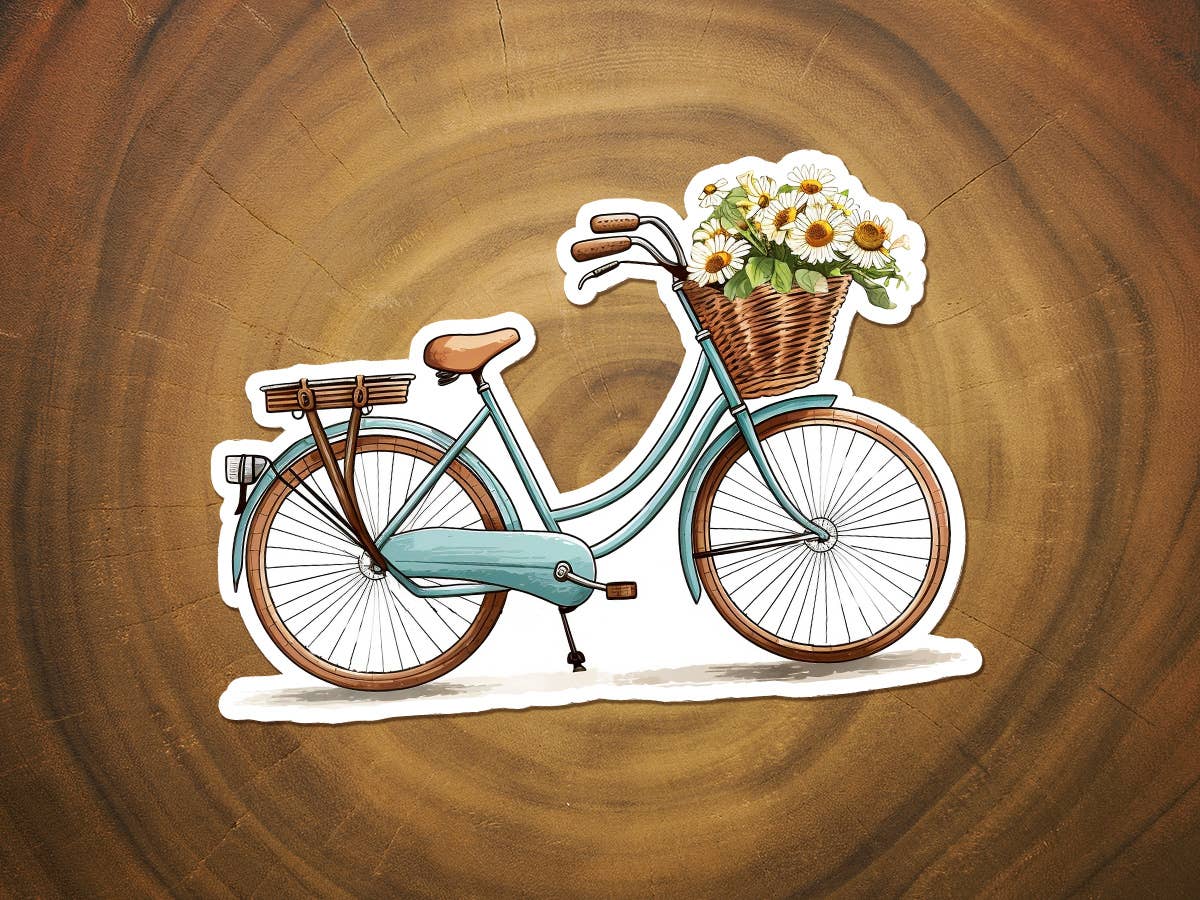 Retro Bike with Flowers | Pretty Sticker | Bike | Boho