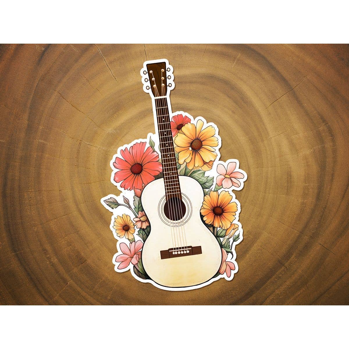 Guitar with Flowers | Pretty Sticker | Music | Boho